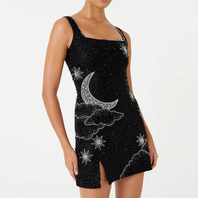 Chic Sequin Halter Party Dress - Slim Fit, Above Knee Length - Buy Center US