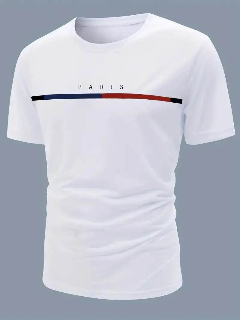 Men's Paris Pattern T-Shirt - Breathable Summer Casual Wear - Buy Center US