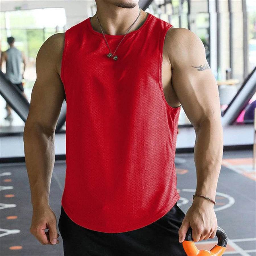 Men's Quick-Dry Tank Tops - Breathable Polyester Mesh for Fitness - Buy Center US