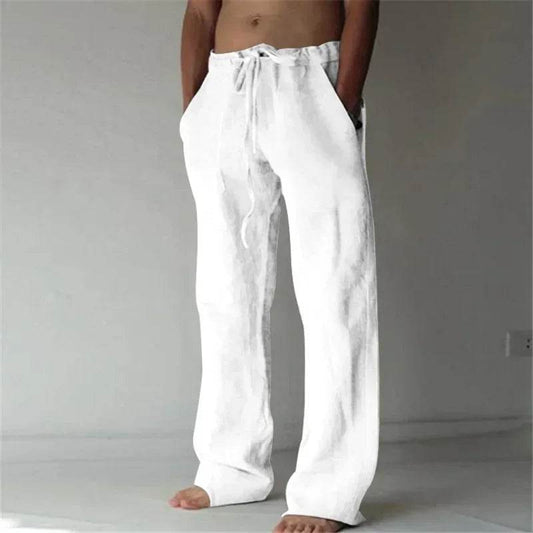 Men's Casual Cotton Linen Baggy Pants - Breathable Fitness Trousers - Buy Center US
