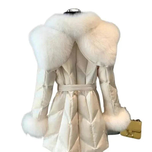 Women's High-End Slim-Fit Down Jacket with Fox Fur Collar - Buy Center US