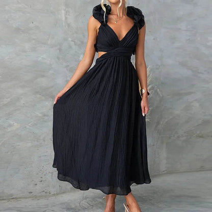 MAFIRRY Women’s V-Neck Hollow Out Maxi Dress - Elegant Summer Style - Buy Center US