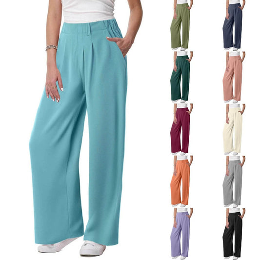 ZOMAXIUJEE Women's Solid Color Palazzo Pants - Casual & Comfortable - Buy Center US