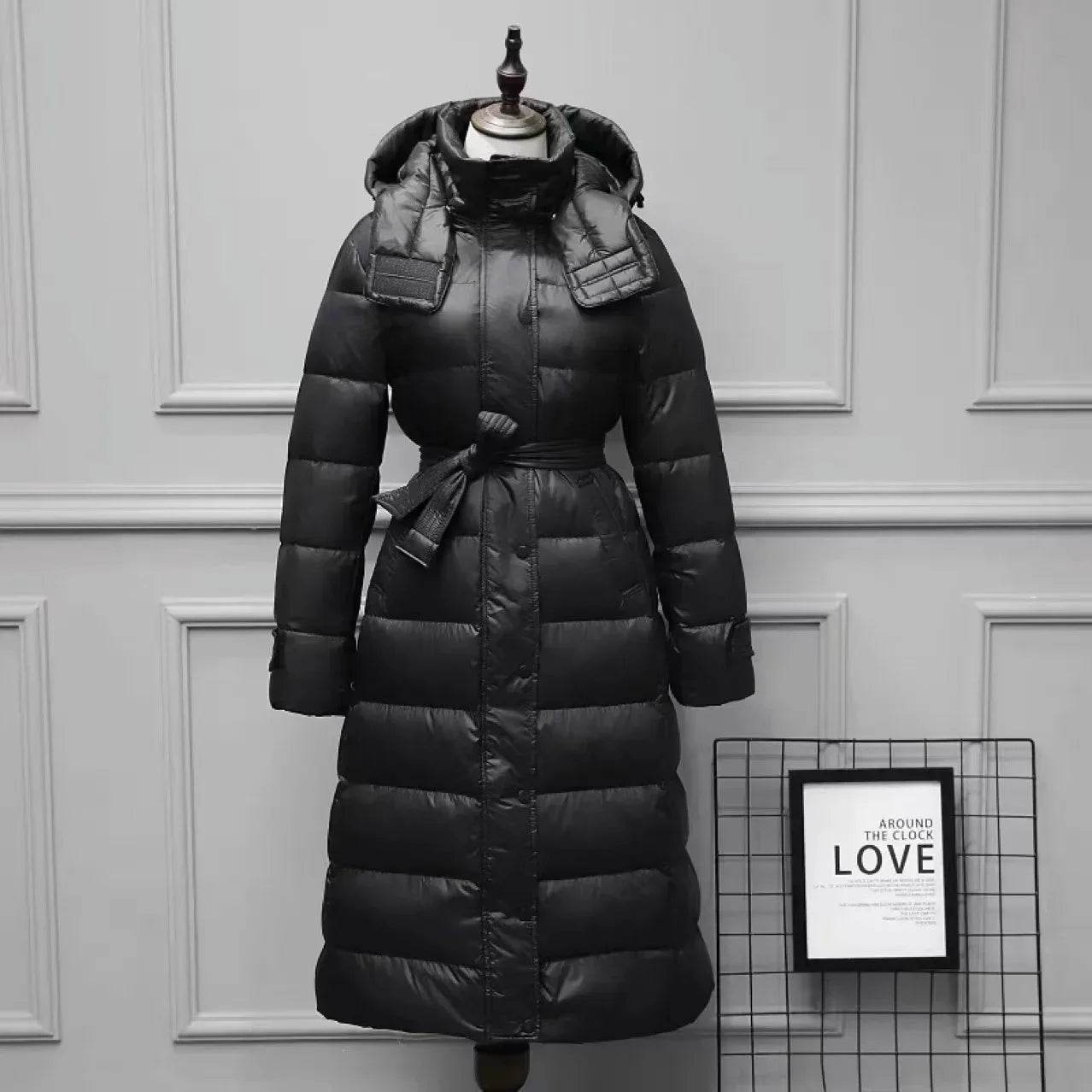 2024 Women's White Duck Down Jacket - Long Hooded & Casual Style - Buy Center US