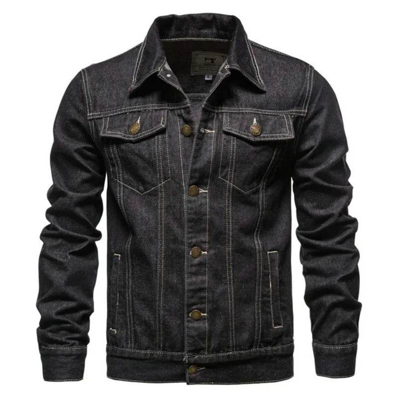 MISNIKI Men's Casual Jeans Jacket - Versatile Solid Color Outerwear - Buy Center US
