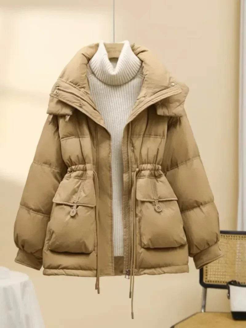 Women's Puffer Jacket - Warm Korean Style, White Duck Down Coat - Buy Center US