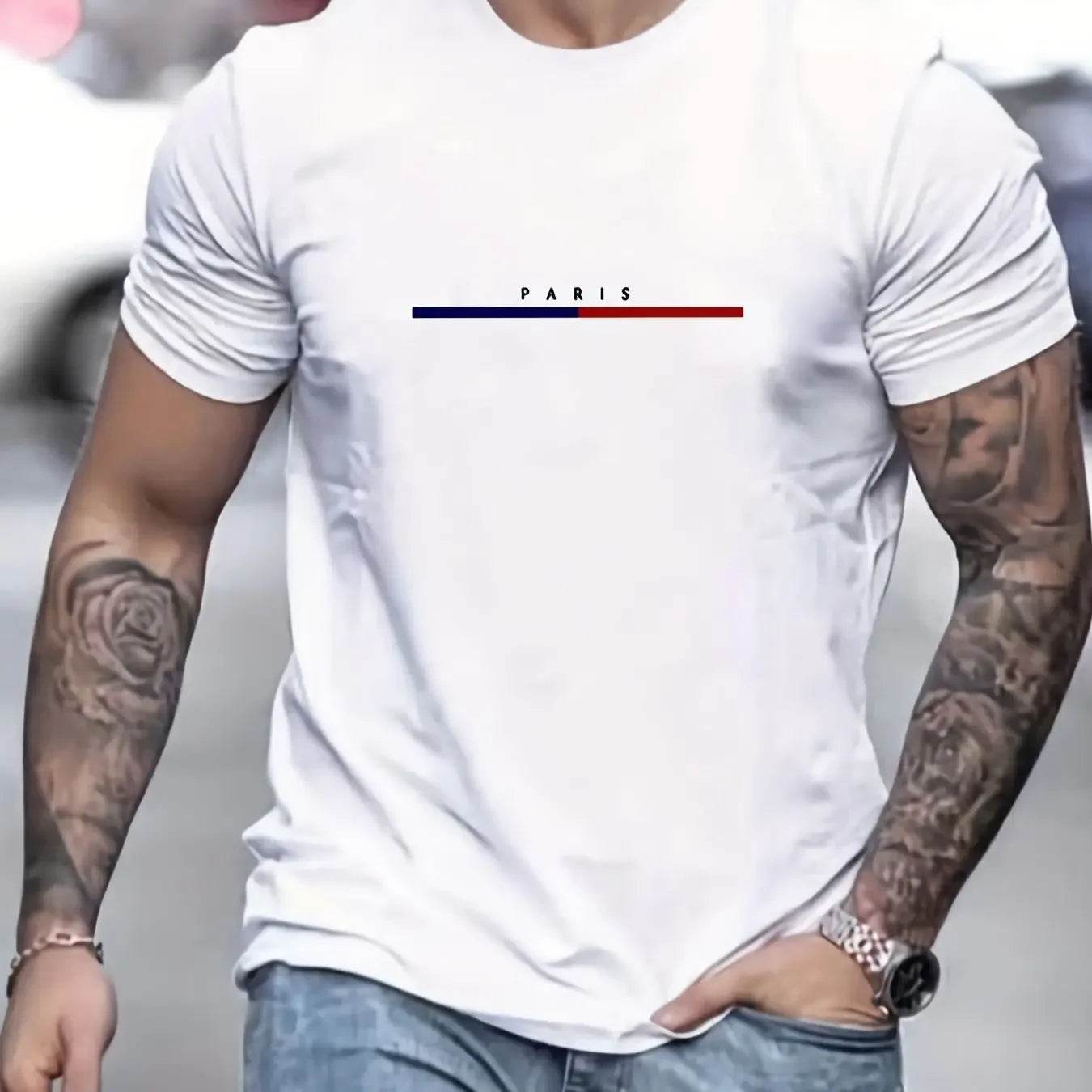 Paris Graphic T-Shirts for Men - Breathable Short Sleeve Casual Tees - Buy Center US