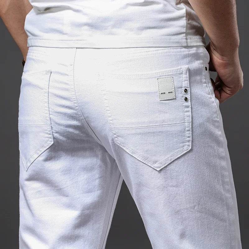 Spring & Summer Soft Stretch Denim Jeans - Men's Casual Slim Fit Trousers - Buy Center US