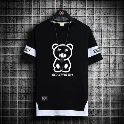 XMSFTD Men's Korean Style Oversized T-Shirt - Casual Short Sleeve Top - Buy Center US