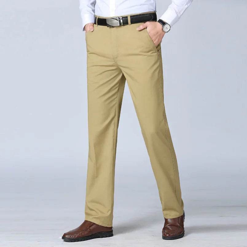 RIYBEOE Men's 100% Cotton Straight Suit Pants - Lightweight Casual Trousers - Buy Center US