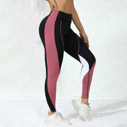 Colorblocked High Waist Yoga Pants - Tummy Control with Pockets - Buy Center US