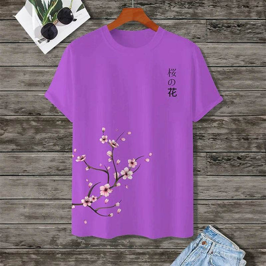Men’s 3D Print Cherry Blossom Tree Tee - Casual Graphic Shirt for Summer - Buy Center US