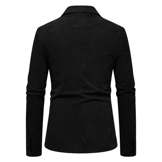 Stylish Men's Casual Solid Color Corduroy Suit Jacket - Perfect for Business - Buy Center US
