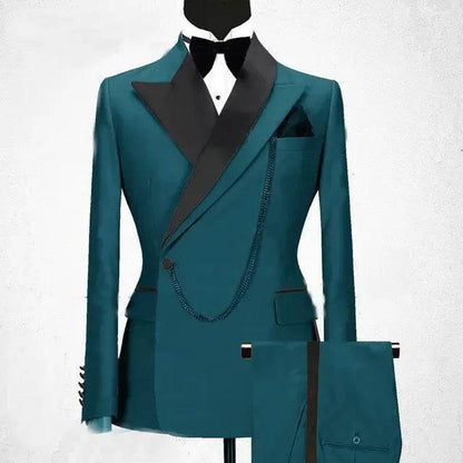 2024 Custom Black Tuxedo Suit for Men - Double Breasted, Peaked Lapel - Buy Center US