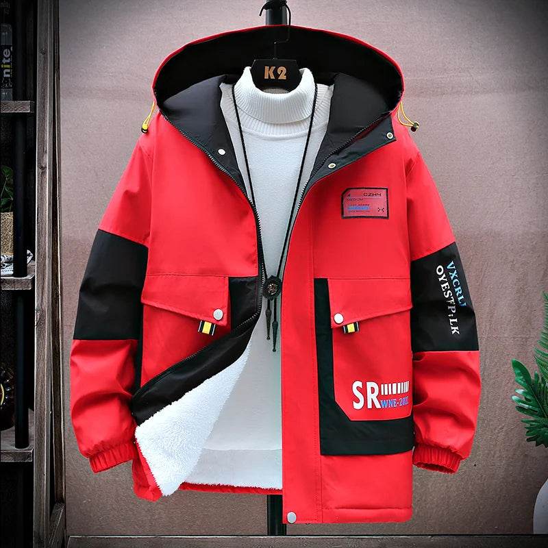 Trendy Hooded Jacket - Windproof Plush Insulation for Men’s Casual Style - Buy Center US