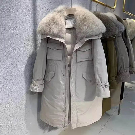 2025 Women's Down Jacket - Thick Parka with Big Fur Collar - Buy Center US
