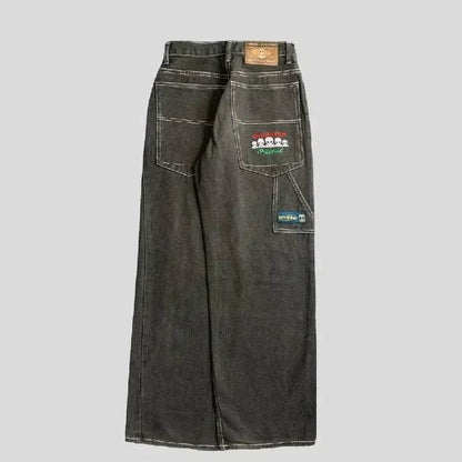 BiggOrange Y2K Rhinestone Jeans - Vintage Hip Hop Wide Leg Trousers - Buy Center US