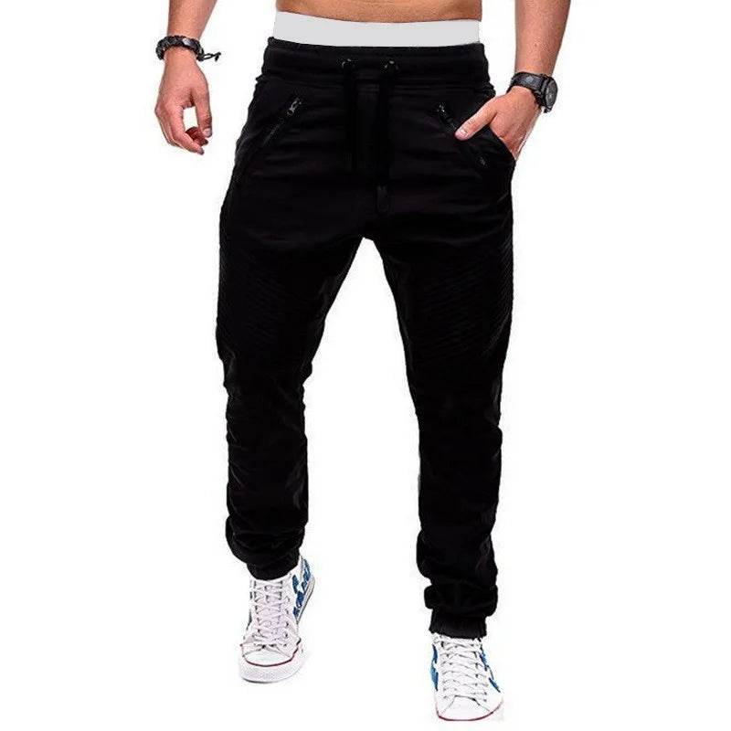 Casual Cropped Sports Pants - Elastic Waist, Stylish Harlan Design - Buy Center US