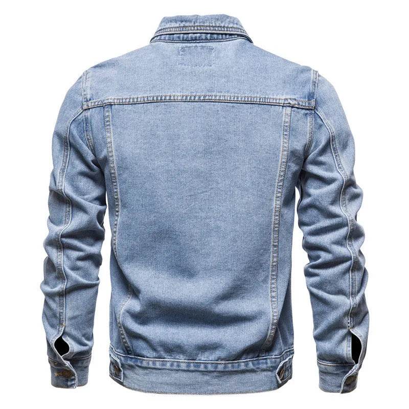 Kalenmos Men's Denim Coat - Casual Turn Down Collar Full Sleeve Jacket - Buy Center US