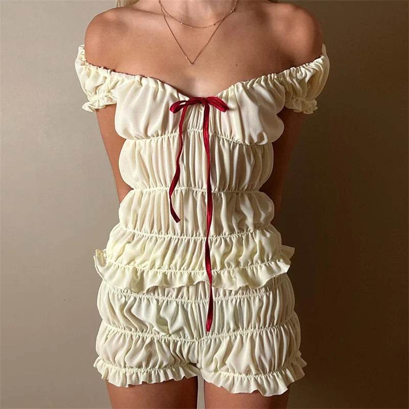 Xingqing Women's Y2K 2-Piece Outfit - Ruched Top & Plaid Shorts - Buy Center US