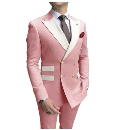 Elegant Light Blue Smoking Jacket & Pants Set for Men - Gold Buttons Tuxedo - Buy Center US