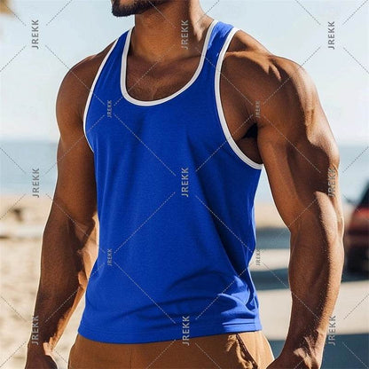 Casual Men's Solid Color Tank Top - Breathable Sleeveless Summer Tee - Buy Center US