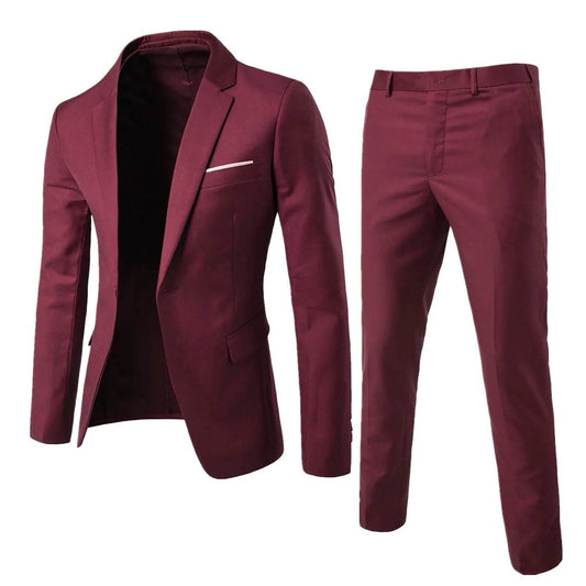 Wulend Men's Slim Fit Two-Piece Suit Set - Blazer & Long Pants - Buy Center US