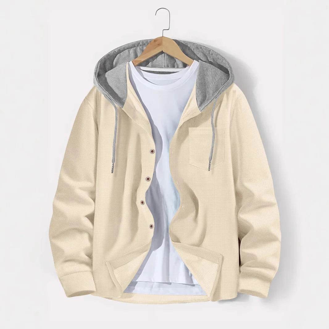 BOILEN HENG XIN Men’s Hooded Cardigan - Casual Waffle Knit Coat - Buy Center US