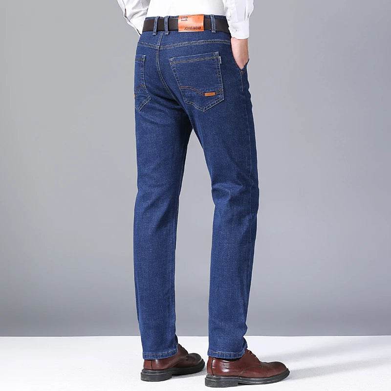 Men's Casual Business Jeans - Thin Fit, Comfortable High Waisted - Buy Center US