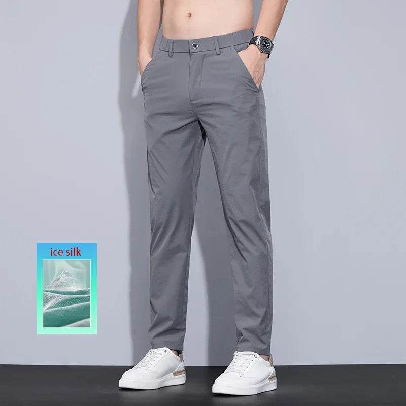 KUBRO Men's Ice Silk Trousers - Breathable, Lightweight Casual Pants - Buy Center US