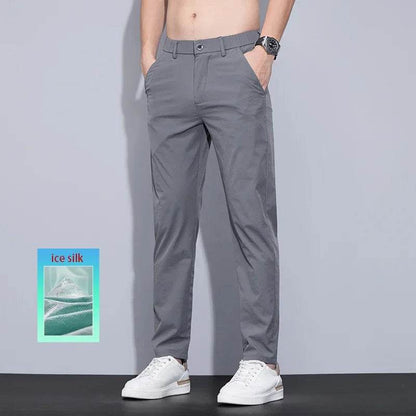 KUBRO Men's Ice Silk Trousers - Breathable, Lightweight Casual Pants - Buy Center US