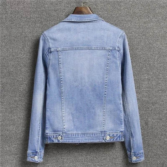 Women's Casual Denim Jacket - Long Sleeve, Single Breasted Design - Buy Center US