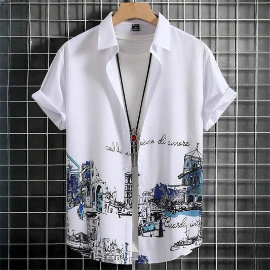 Casual Men's Hawaiian Shirts - 3D Patchwork Printing for Spring/Summer - Buy Center US
