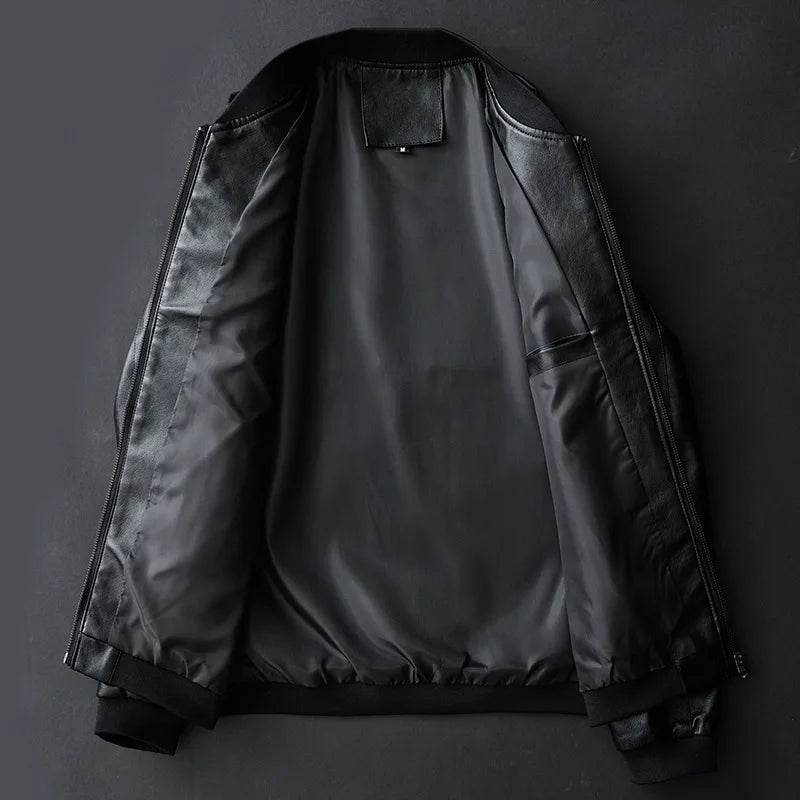 FAVOCENT Men's Black Biker PU Leather Coat - Casual Slim Fit Jacket - Buy Center US