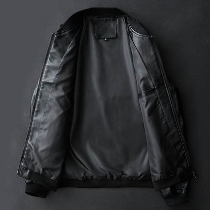 FAVOCENT Men's Black Biker PU Leather Coat - Casual Slim Fit Jacket - Buy Center US