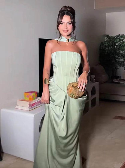 Elegant Strapless Long Dress - Chic Evening Wear for Women - Buy Center US