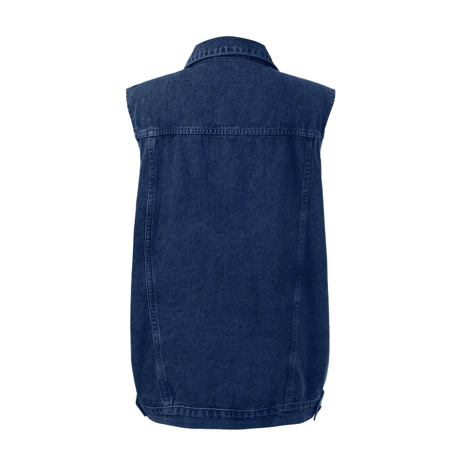 KLV Women's Vintage Oversized Denim Jacket - Casual Spring/Summer Wear - Buy Center US