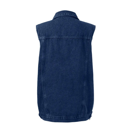 KLV Women's Vintage Oversized Denim Jacket - Casual Spring/Summer Wear - Buy Center US