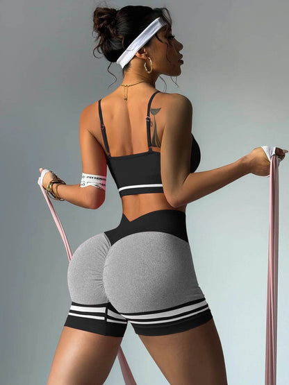 Women’s Outdoor Sports Set - V-Back Bra & Shorts for Gym Training - Buy Center US