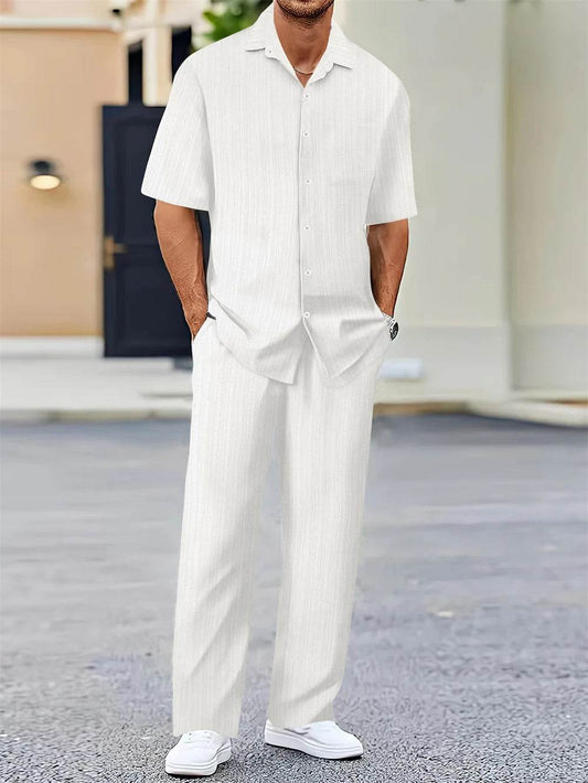 GYKMH Men’s Casual Summer Shirt & Pants Set - Classic Business Style - Buy Center US