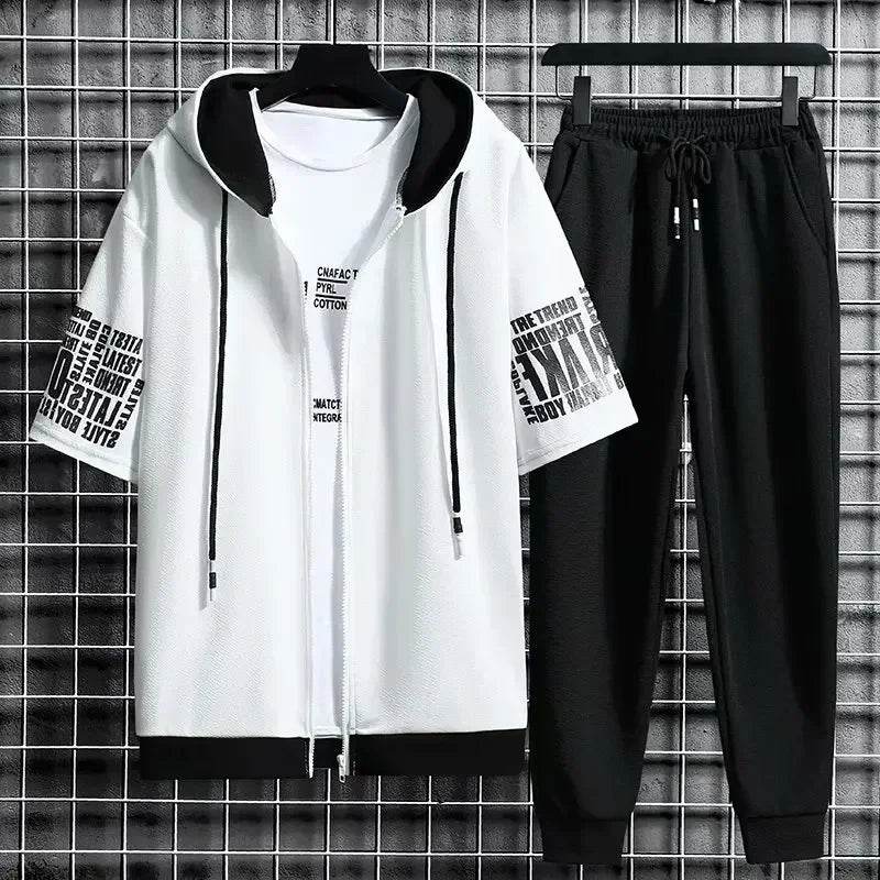 XMSFTD Men's Summer Sports Suit - Casual Hooded T-Shirt & Quick-Dry Pants - Buy Center US