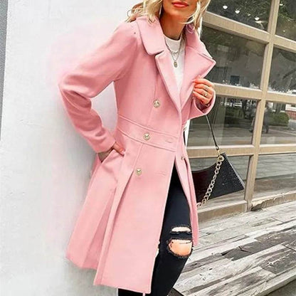 RVHS Women's Woolen Trench Coat - Double Breasted, Warm Streetwear - Buy Center US
