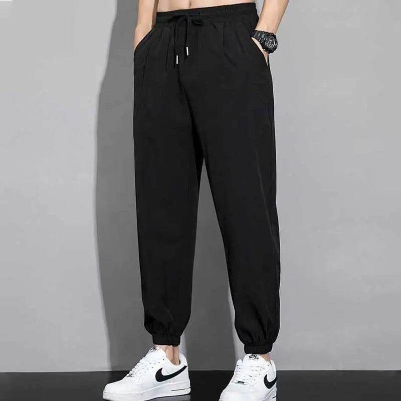 Men's Ice Silk Casual Sweatpants - Quick Drying, Loose Ankle Fit - Buy Center US