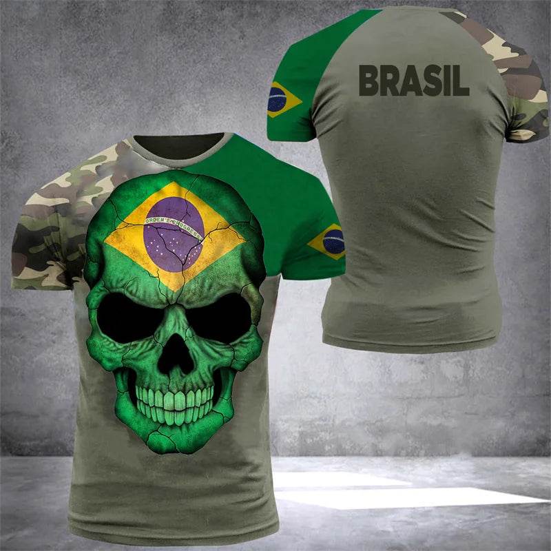 Brazil Flag 3D Print Men's T-Shirt - Casual Summer Oversized Tee - Buy Center US
