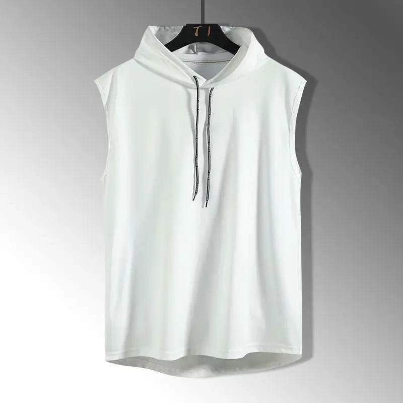 Stylish Solid Color Men's Tank Top - Casual Hooded Sleeveless Tee - Buy Center US