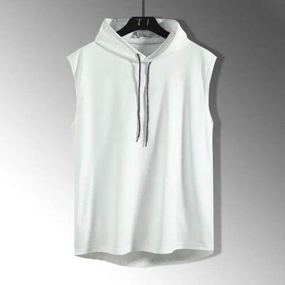 Stylish Solid Color Men's Tank Top - Casual Hooded Sleeveless Tee - Buy Center US