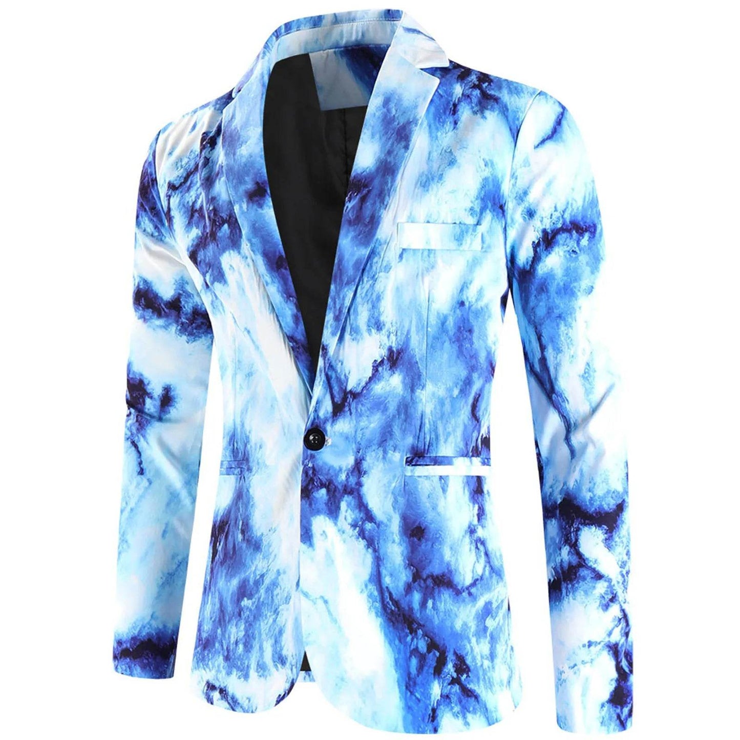 Casual Men's Blazer Jacket - Printed Long Sleeve Lapel Fashionwear - Buy Center US