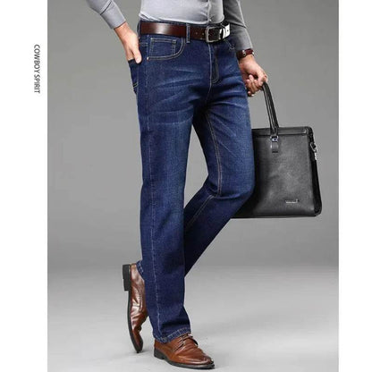 Men's Summer Lightweight Blue Jeans - Slimming Loose Fit Casual Trousers - Buy Center US