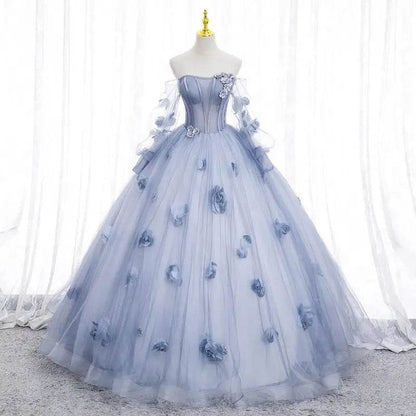 Maria Novia Light Blue Quinceanera Dress - Strapless Ball Gown Style - Buy Center US