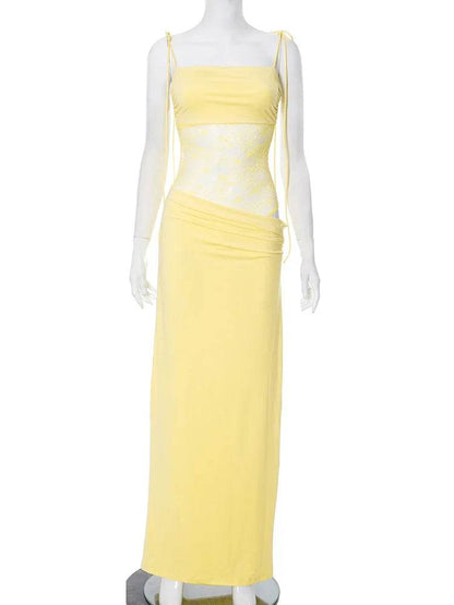 Elegant Lace Cut Out Maxi Dress - Sexy Spaghetti Strap Women’s Wear - Buy Center US